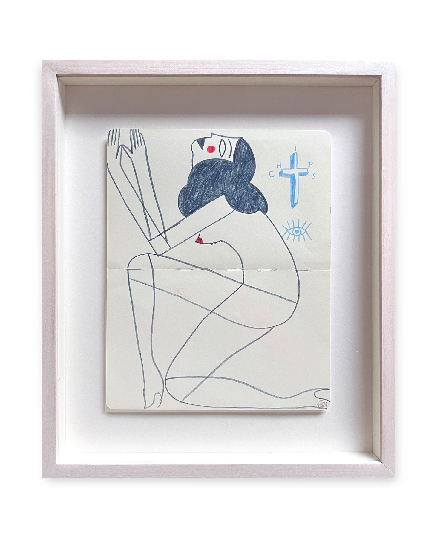 Chips - Framed original drawing by David Bray.