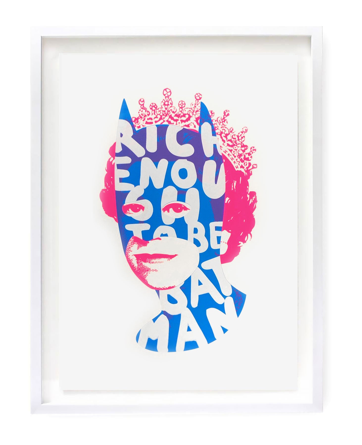 Rich Enough to be Batman - Diamond Glitter, Blue and Pink A1 by Heath Kane