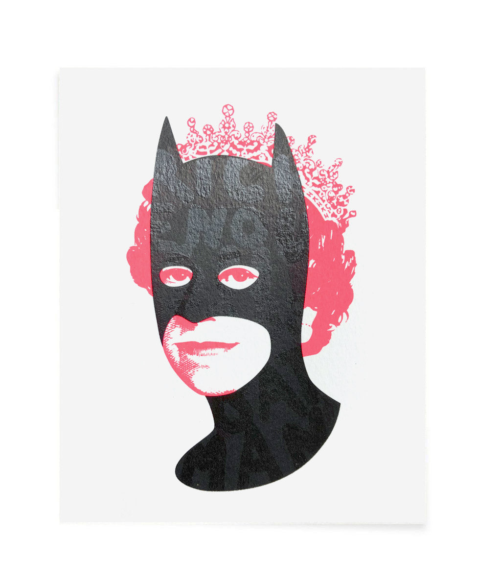 Rich Enough to be Batman - Black and Neon Red Postcard Size