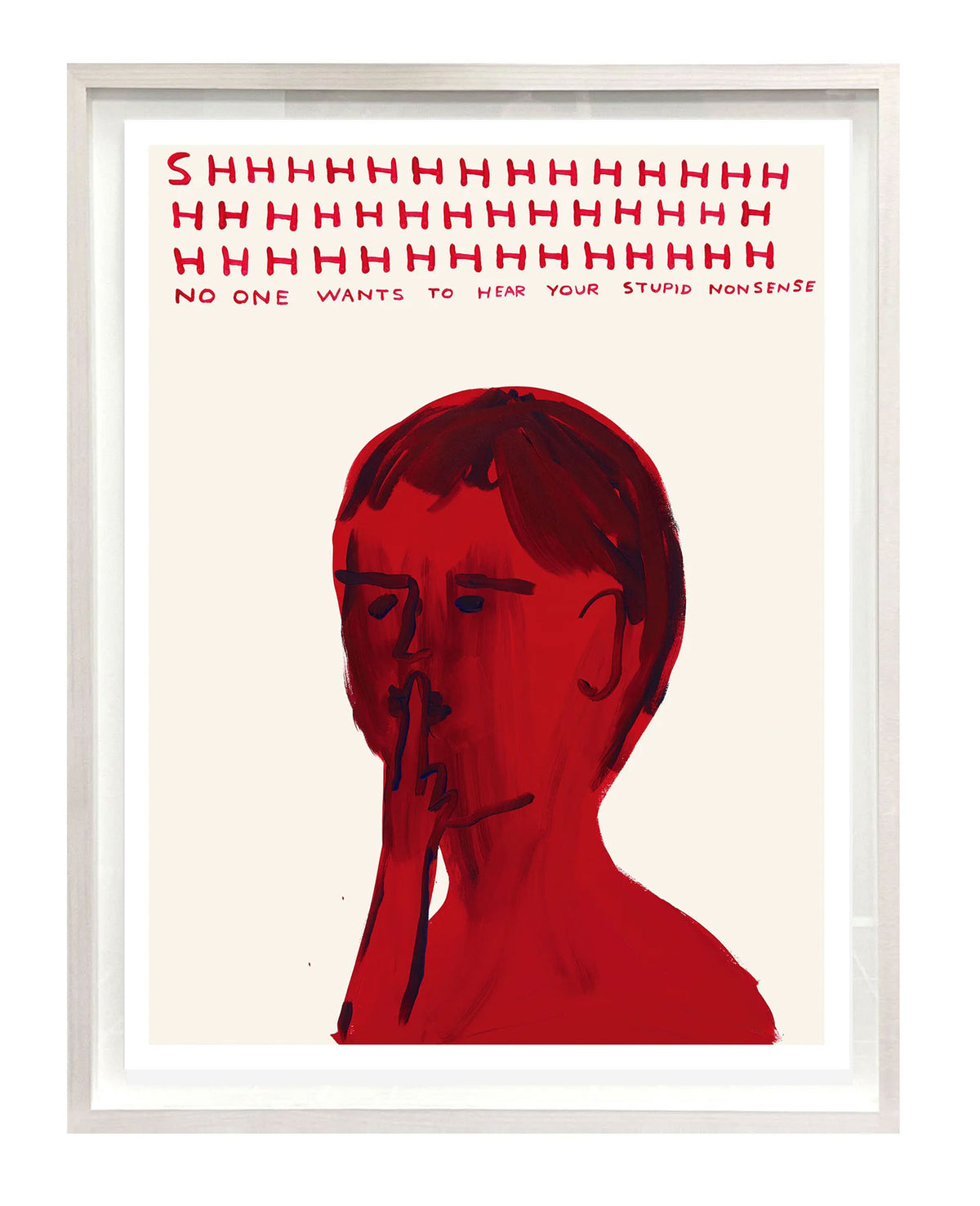 Shhh by David Shrigley available framed from Heath Kane Gallery