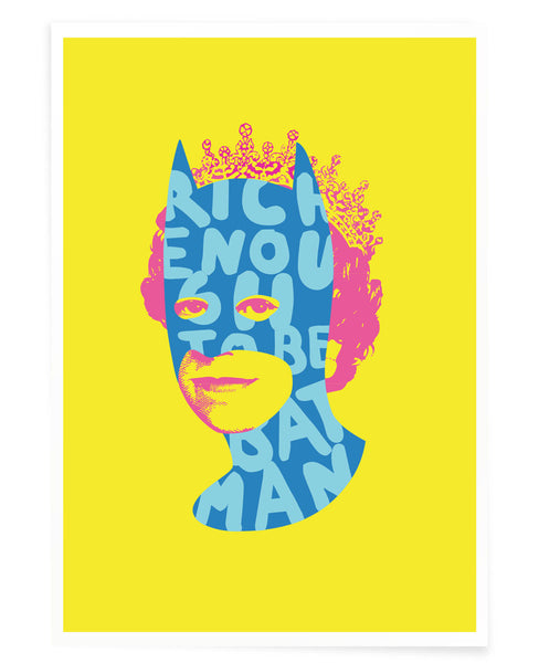 Rich Enough to be Batman - Blue, Pink and Yellow A5 size