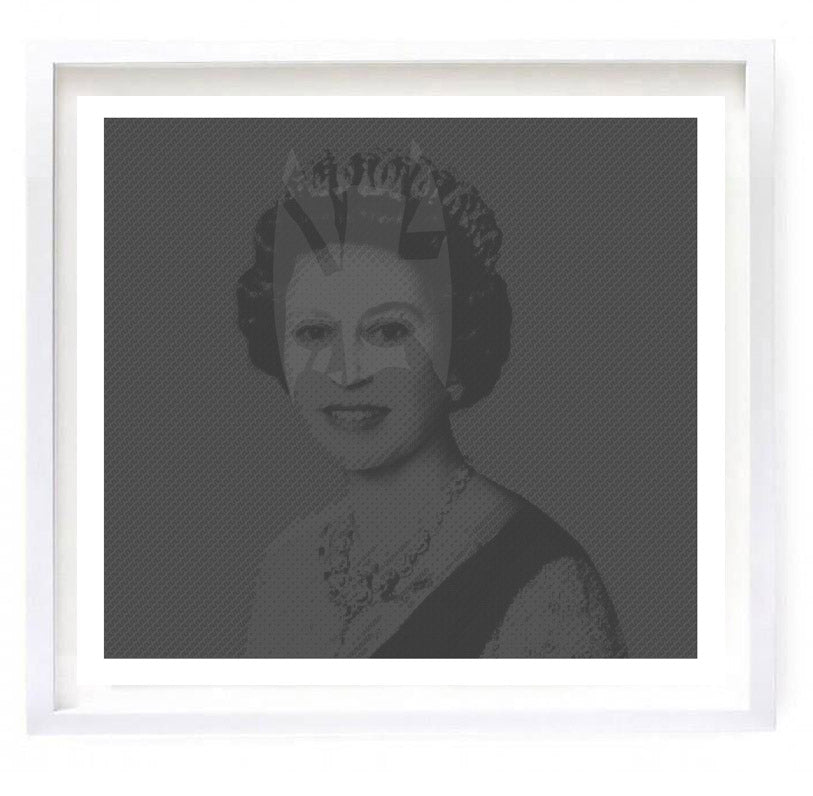 Art Print of Young Queen Elizabeth II wearing a crown and a superimposed batman mask.
