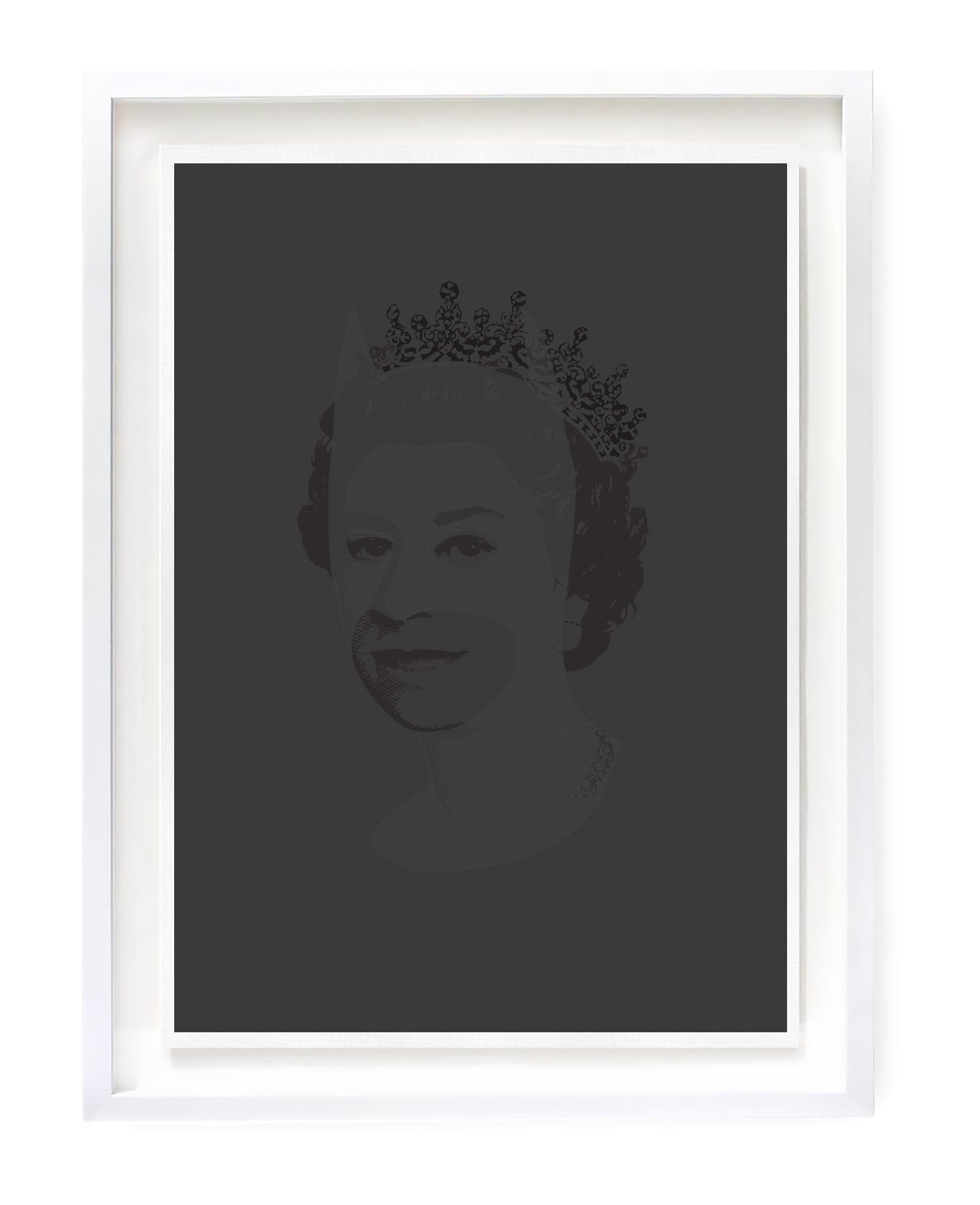 Queen Elizabeth art with Black Batman mask