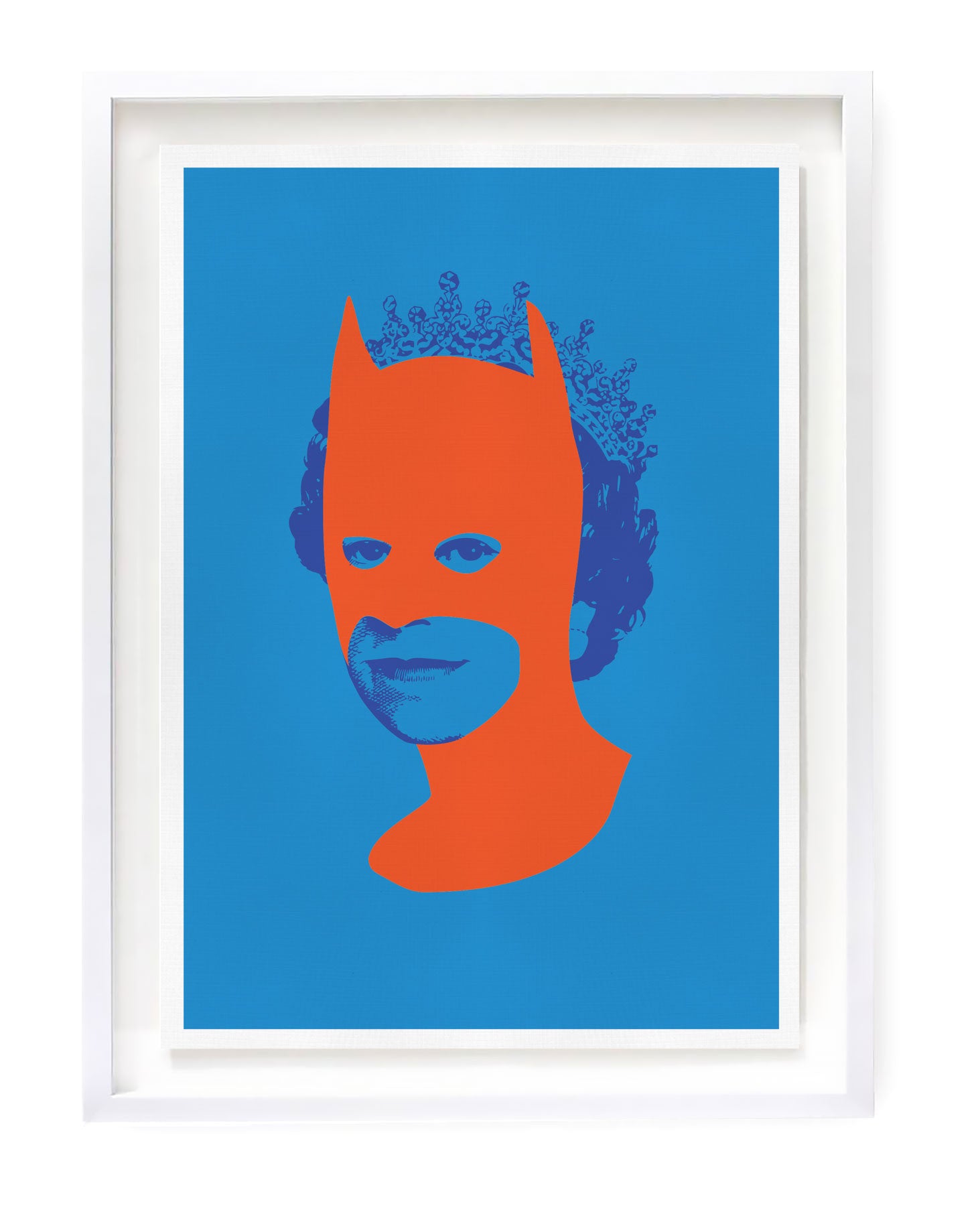 Blue Queen Elizabeth with Orange Batman Art Print
