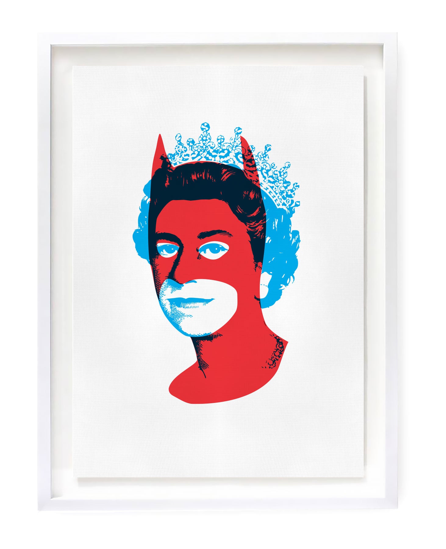 Red Batman with blue Queen Elizabeth limited edition art prints