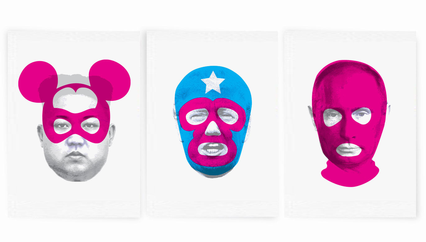 Masks of Fear - Triptych (2nd edition) by contemporary artist Heath Kane