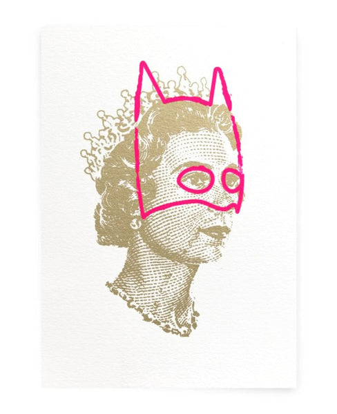 Rich Enough to be Batman - Lizzie gold with hand drawn mask - A5