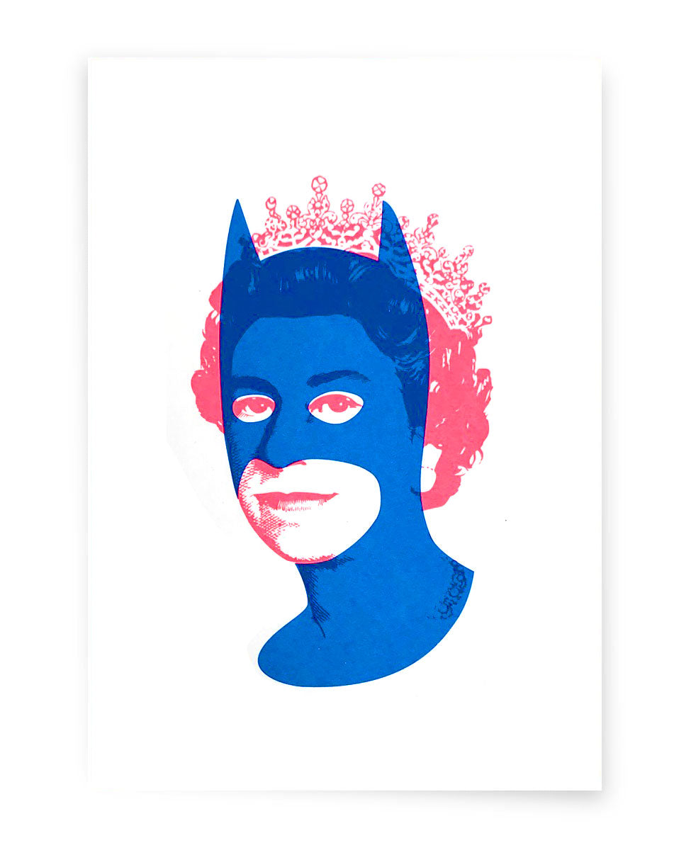 Rich Enough to be Batman - Neon blue and neon red by Heath Kane