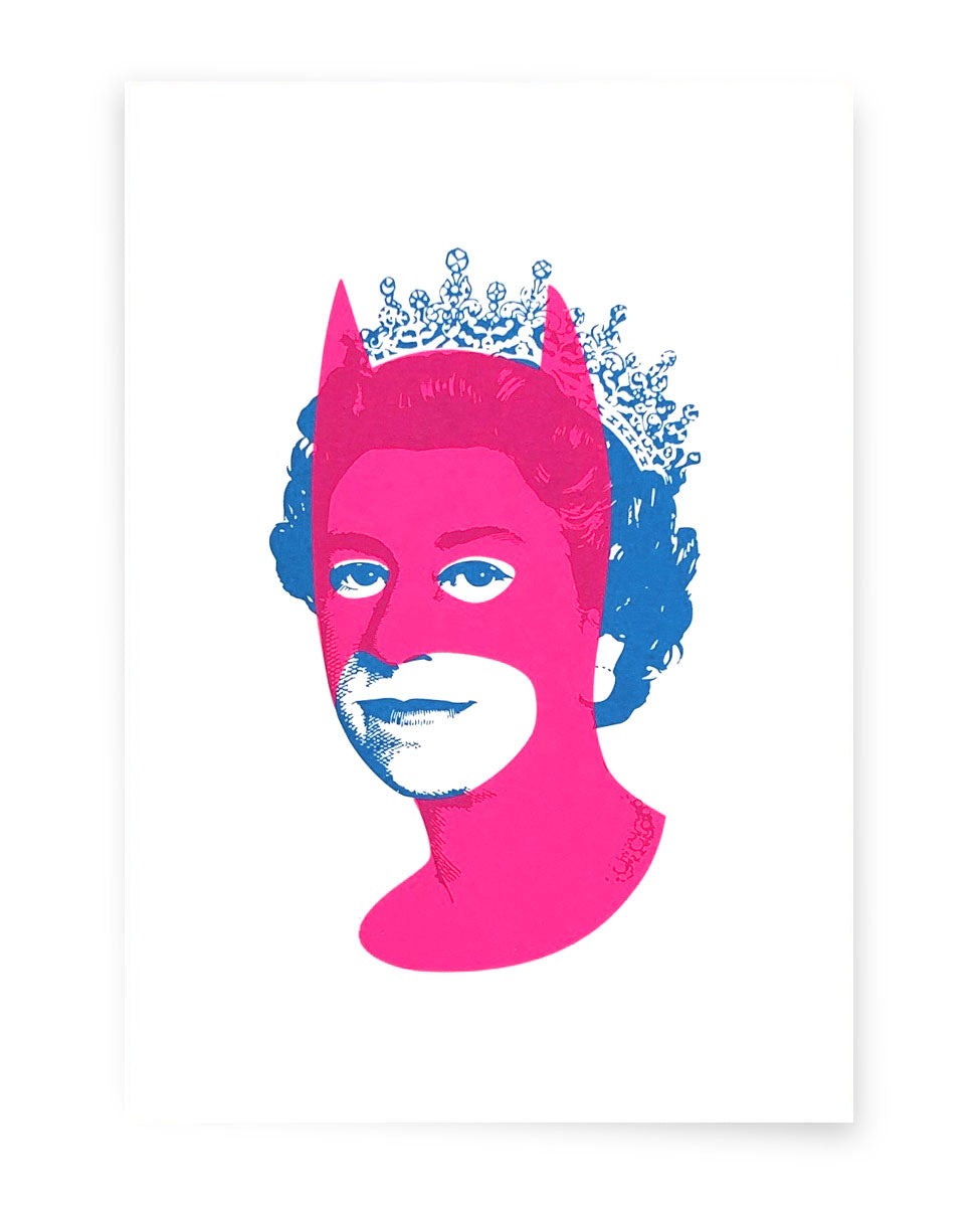 Rich Enough to be Batman - Neon Pink and Blue A5 by Heath Kane