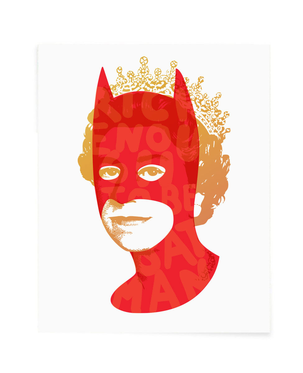 Rich Enough to be Batman - Neon Red and Gold Postcard Size
