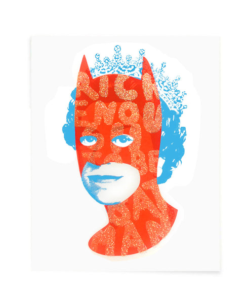 Rich Enough to be Batman - Neon Red and Glitter Postcard
