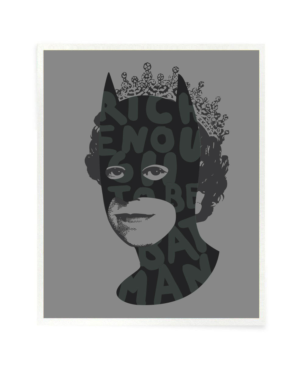 Rich Enough to be Batman - Silver, Black and Phosphorescent Postcard Size