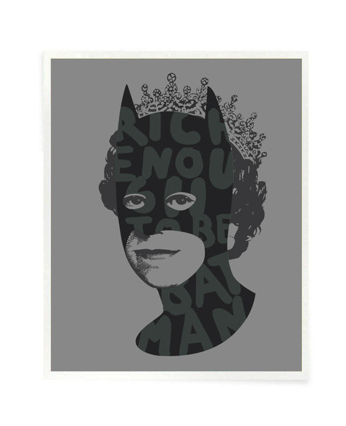 Rich Enough to be Batman - Silver, Black and Phosphorescent Postcard Size